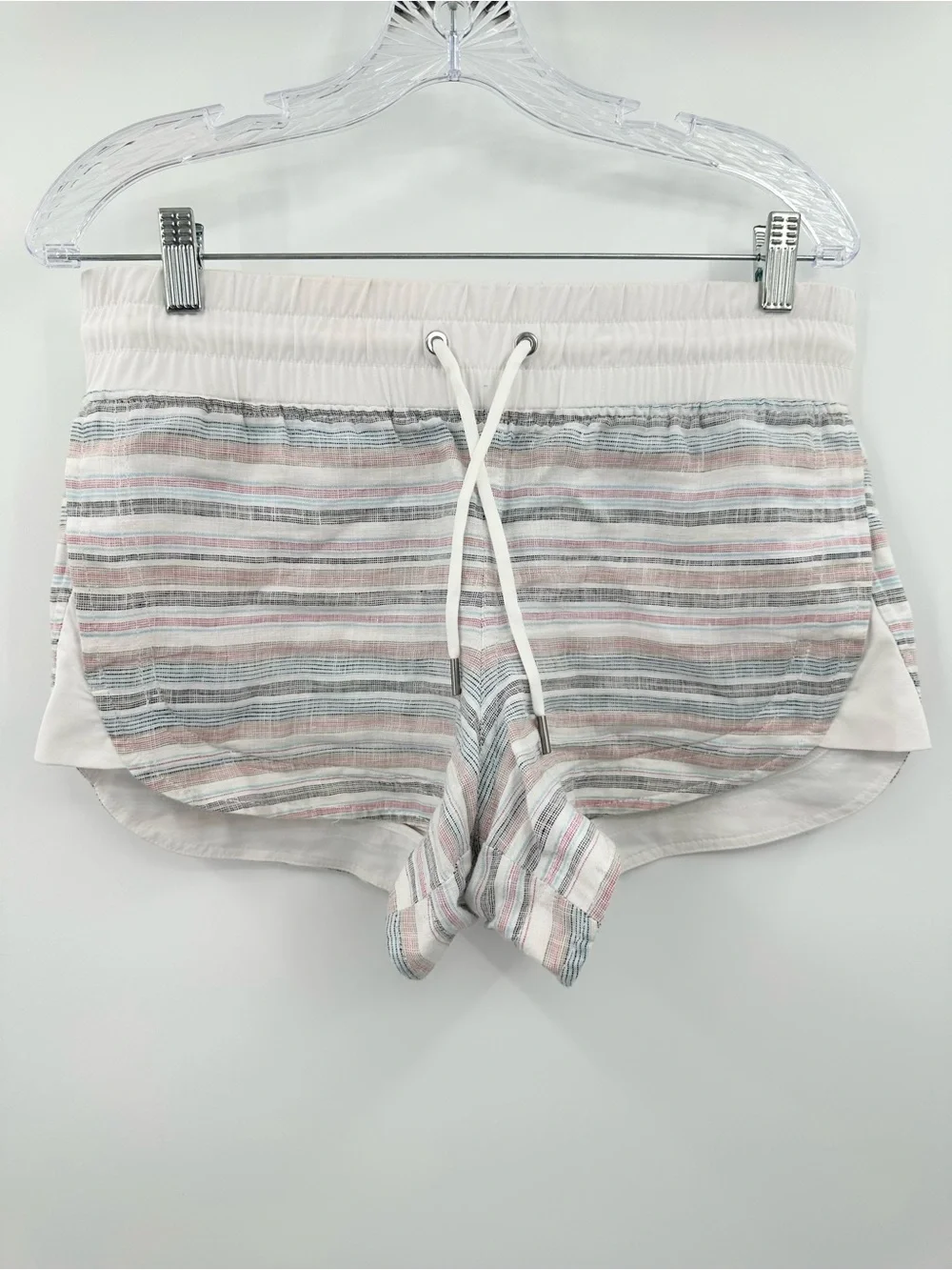 Athleta Cabo Beachside Linen Striped Shortie Shorts Women's Size 6